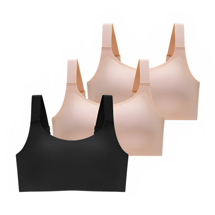 Cygnuss premium full-coverage wire-free comfort bra - 1 Green + 1 Beige