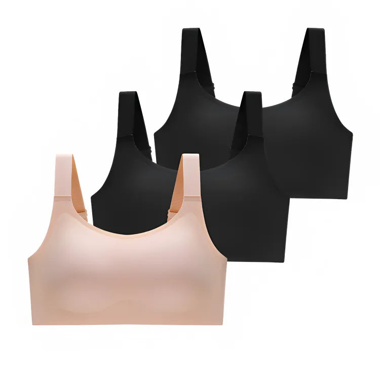 Cygnuss premium full-coverage wire-free comfort bra - 1 Green + 1 Beige