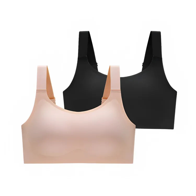 Cygnuss premium full-coverage wire-free comfort bra - 1 Green + 1 Beige