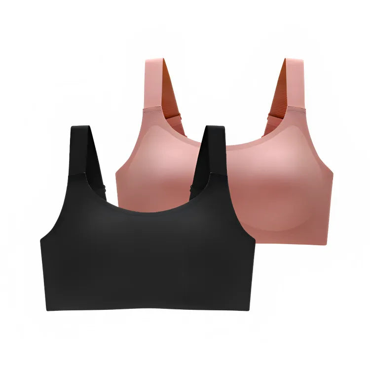 Cygnuss premium full-coverage wire-free comfort bra - 1 Green + 1 Beige