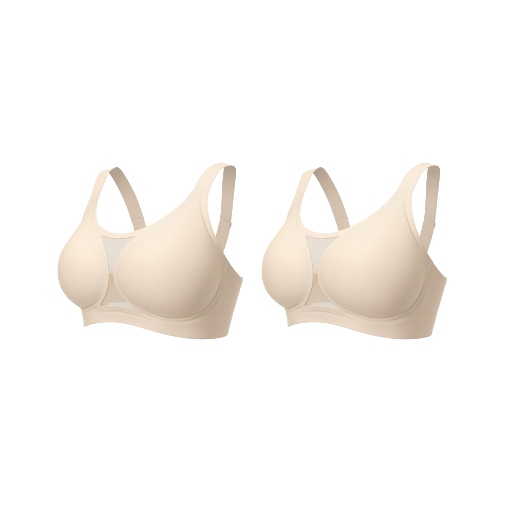 Charmy wirefree support bra - 2-pack: Beige